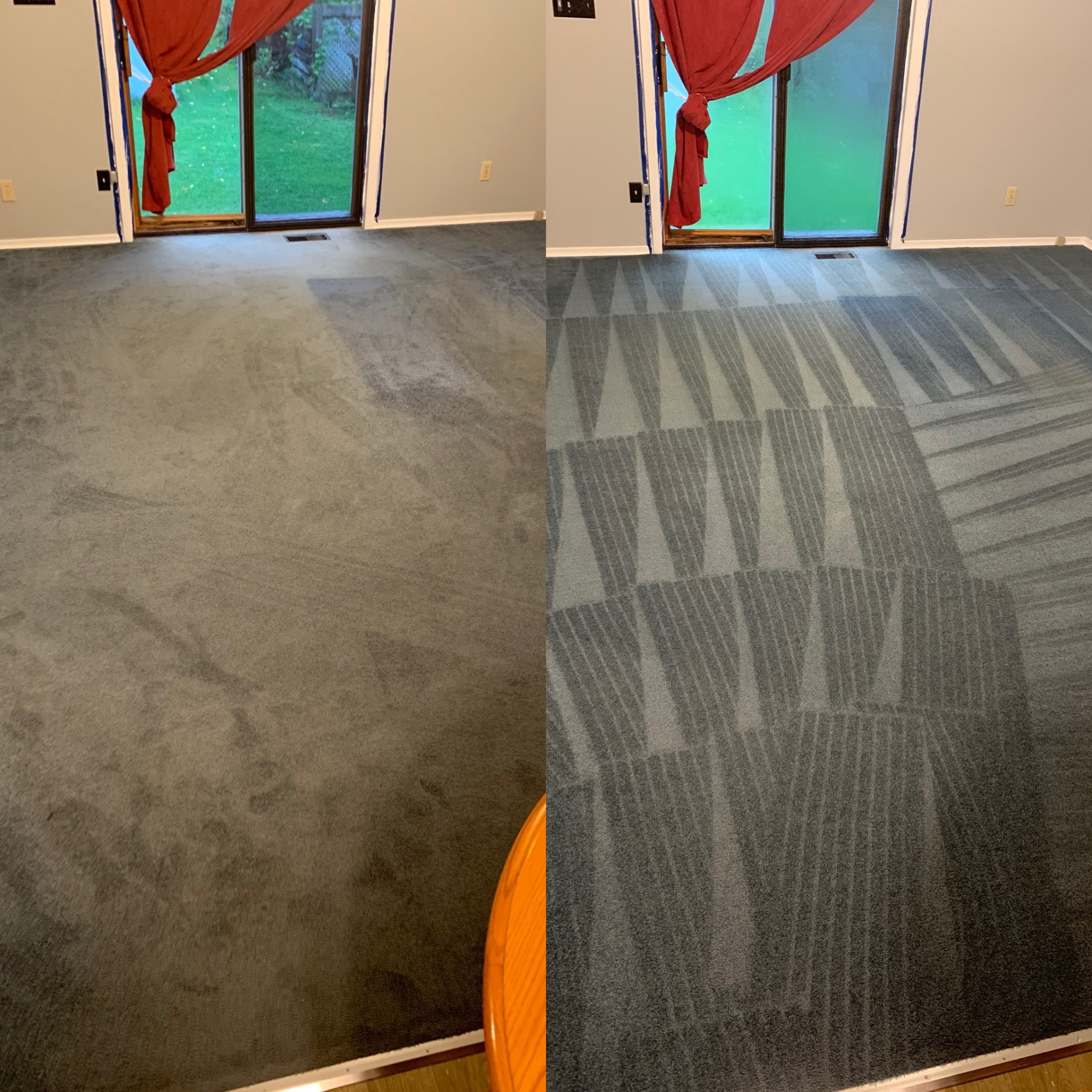 before and after pictures of dirty carpet getting cleaned